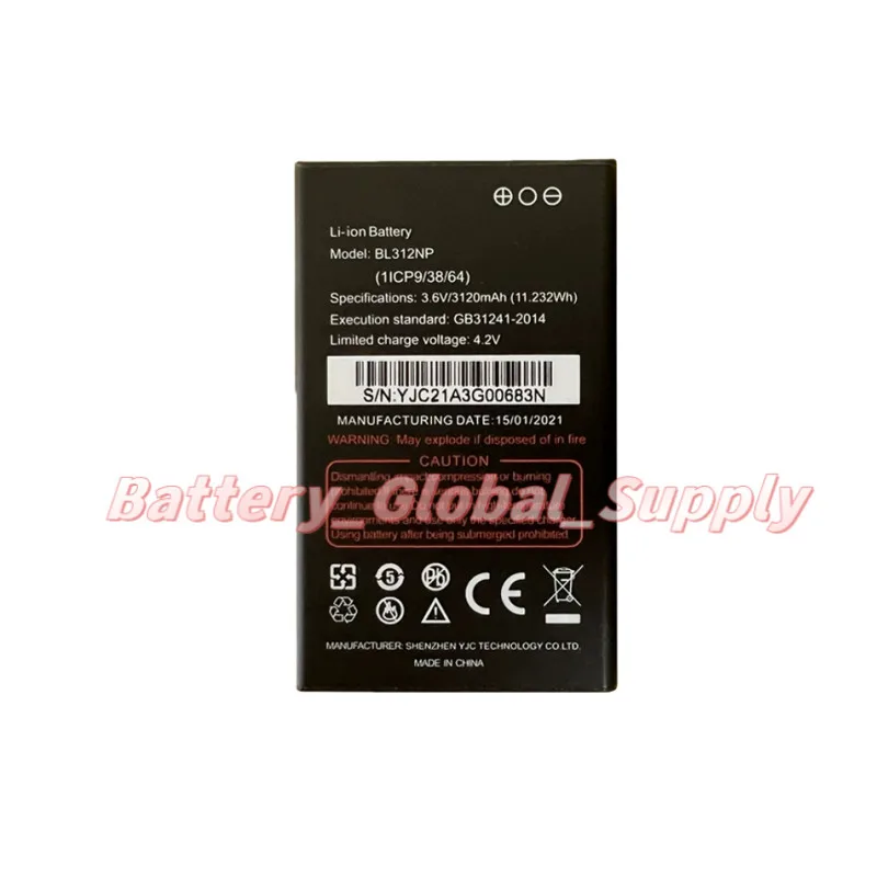 

Аккумулятор для BL312NP 3.7V 3120mAh 11.232Wh, быстрая доставка, надежный, абсолютно новый, 1 шт.