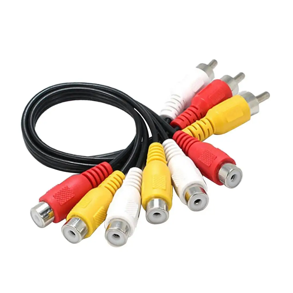 6 Kabel RCA USB Female ke 3 RCA Male Splitter AV Kabel Adaptor untuk AV
