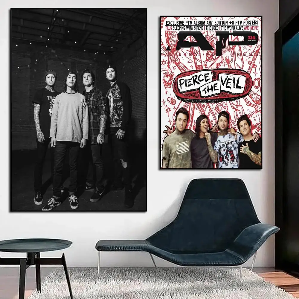 Rock Band P-Pierce The Veil Poster HD PVC Waterproof Wall Art - Self Adhesive Scratch Proof For Home Office Bar