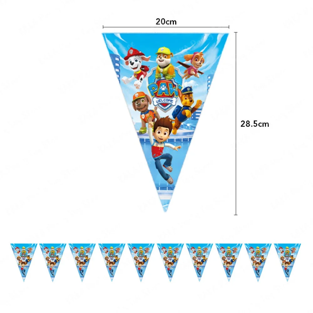 New Paw Patrol Banner Kids Birthday Bunting Pennant Baby Shower Wedding Garland Flag Party Outdoor Garden Decoration Supplies