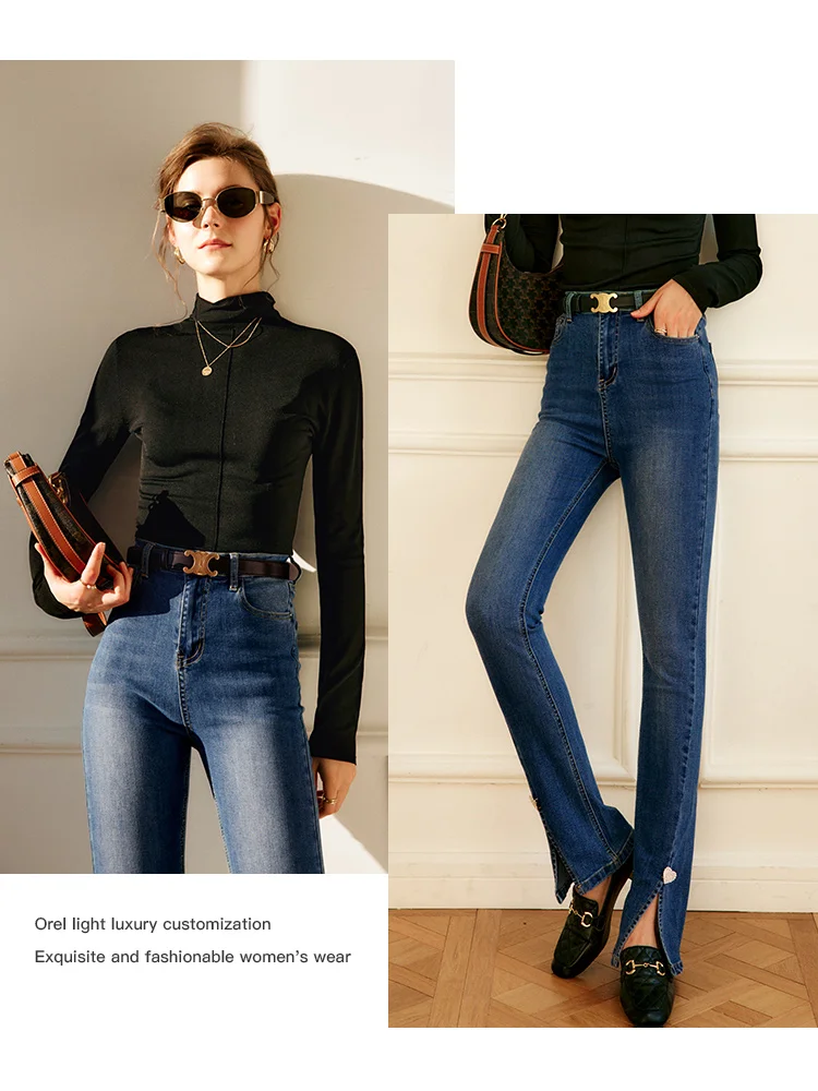 OLrain Slim Fit Turtleneck T-shirt for Women 2025 Autumn Black Fashion Knitted Long Sleeve Basic Soft Pullover Tops O21DM00302
