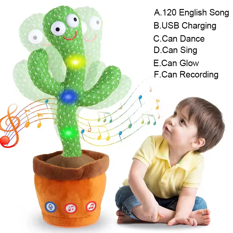 Nuevos juguetes interactivos de Cactus bailando para niños, bebés, niños y niñas, diversión, canto, grabación imitada, Cactus repetido, regalos para bebés