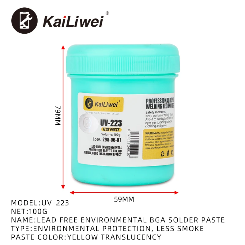 Kailiwei 100G lem fluks Solder, pasta perbaikan Las BGA Reballing untuk ponsel Motherboard Chip pengelasan