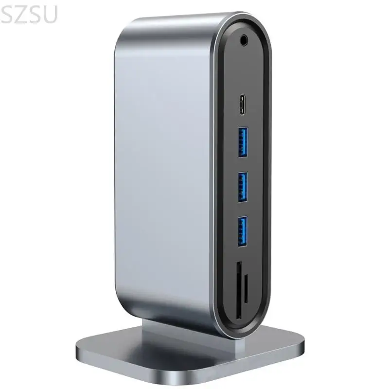 

SZSU Vertical USB Type C HUB To Docking Station RJ45 Lan USB PD VGA TF Hub for MacBooks Laptop