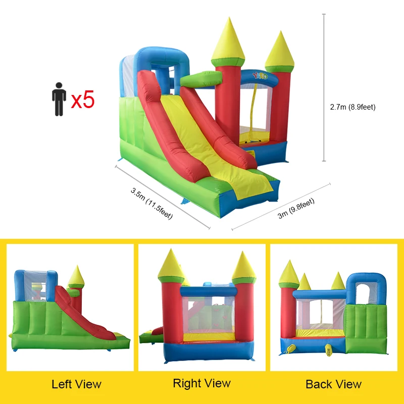 Opblaasbaar springkasteel met glijbaan voor kinderen 5-12,12ft x 9ft x 8ft springkasteel springhuis voor volwassen peuters kinderfeestje