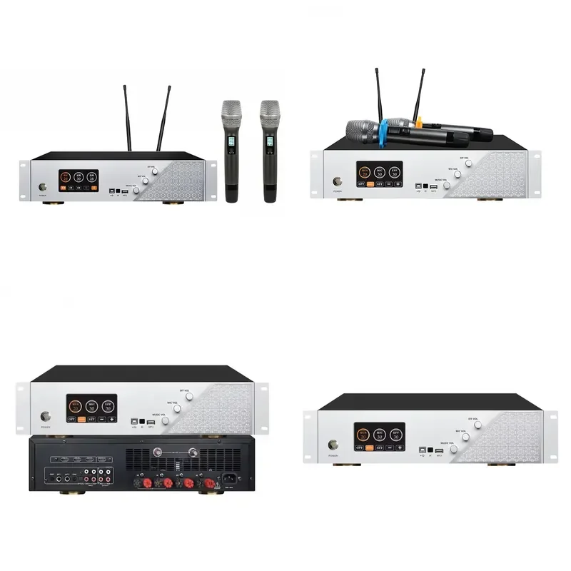 for Berase MX-450 4 Channel Power Karaoke Amplifier Touch Screen Amp with Wireless Microphone Home Audio System