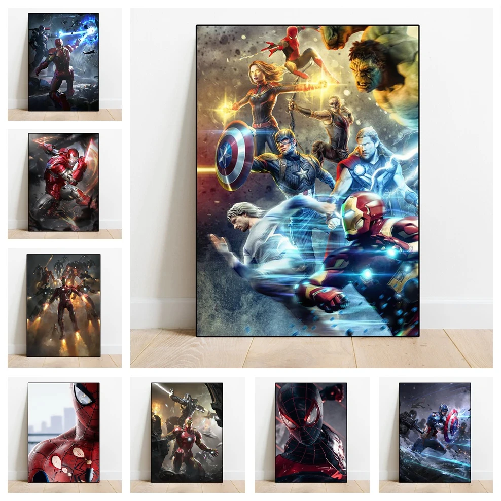 

Disney Avengers Iron Man Spiderman Poster Superhero Wall Art Canvas Painting Prints For Living Room Kids Room Home Decor