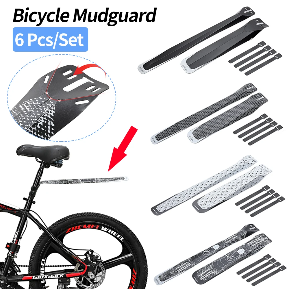 6Pcs/Set Cycling Mountain Bike Mud Guards Bike Fender Bicycle Fenders Mtb Mudguard Wings for Bicycle Bike Accessories Bike Parts