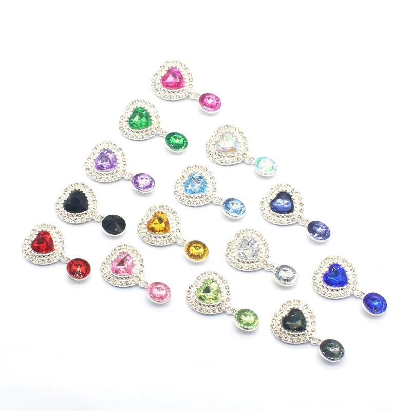 10Pcs Heart Alloy Acrylic Water Drop Pendant Accessories Crown Water Diamond Pendant Diy Wedding Hair Accessorie Bow Decoration
