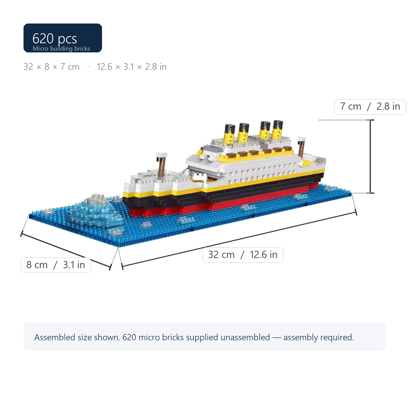 Titanic Micro Mini Brick Building Kit-3D-Modellspielzeug-Set, perfektes Geschenk für Freunde, die historische Modelle lieben, einzigartige Heimdekoration – Detail 3