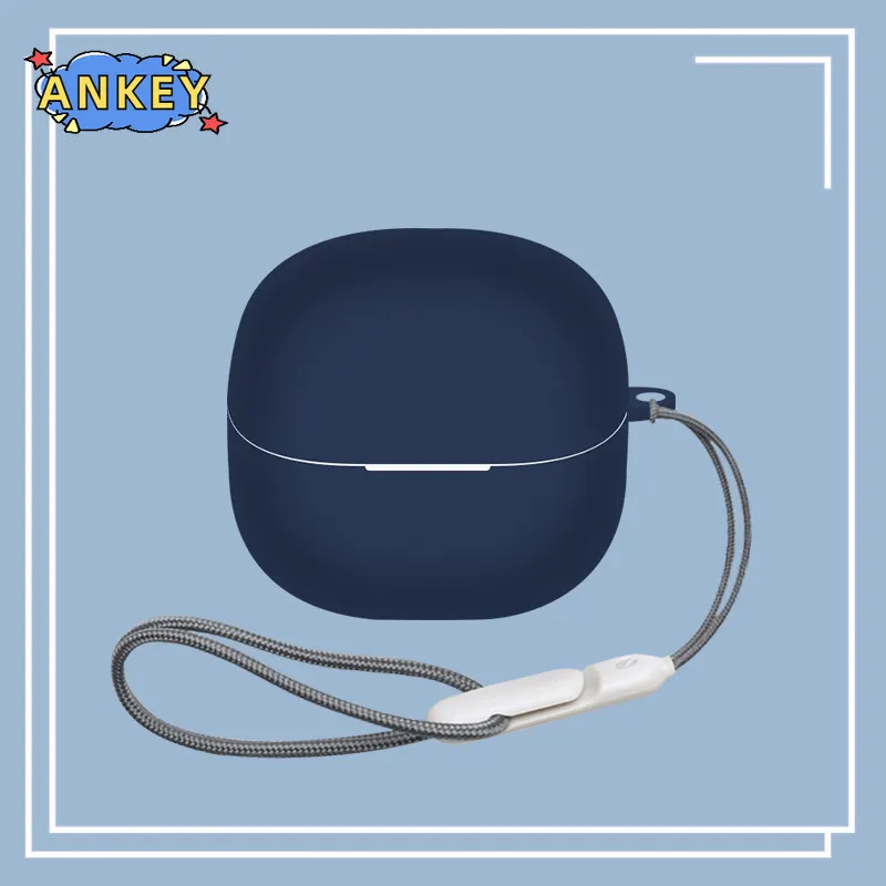 for Xiaomi Buds 6 Case Earphones Premium Silicone Cover Shockproof Accessible Charging Port with Carabiner Lanyard