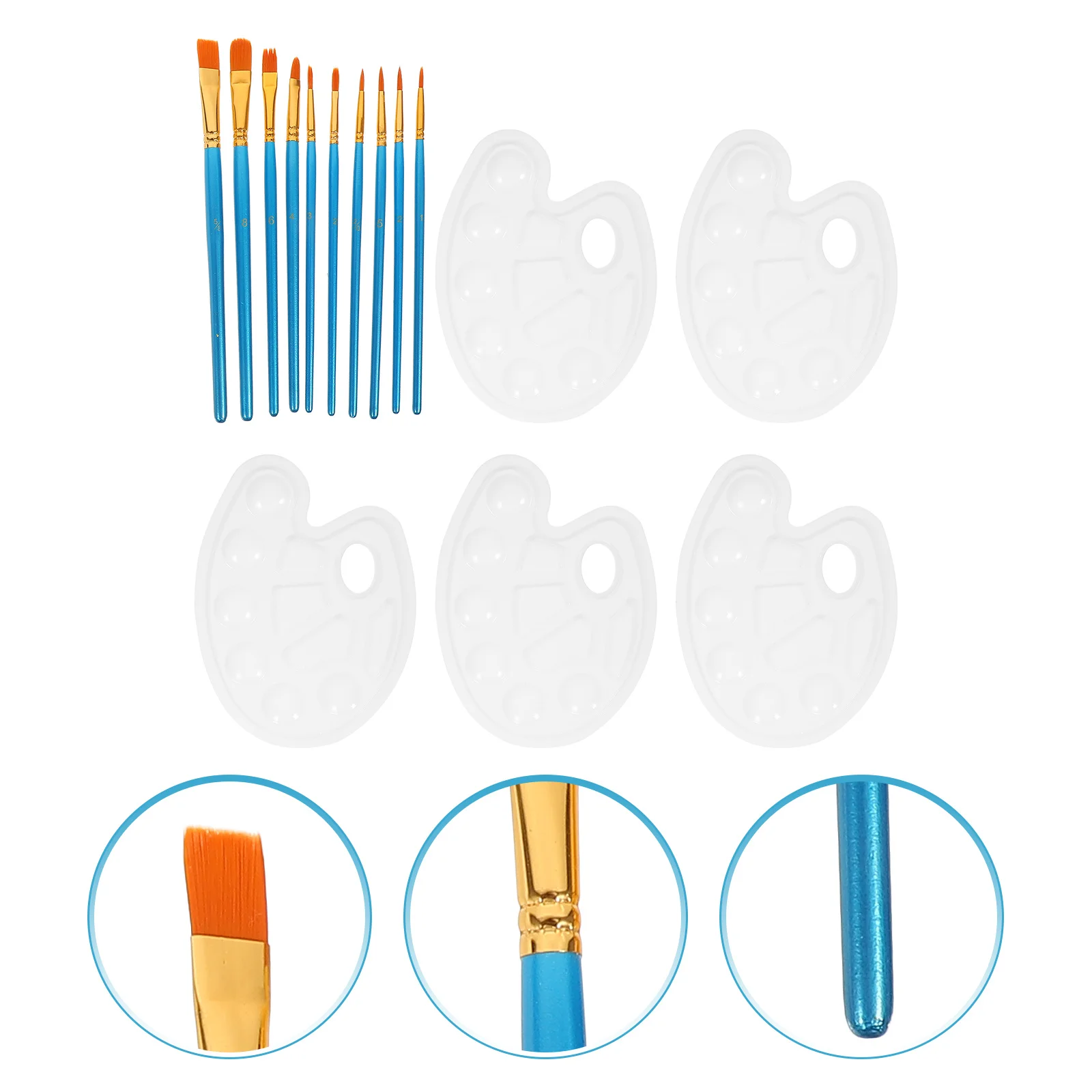 

1Set Painting Brushes Premium Material Durable Design Pigment Mixing Plates Portable Drawing Tools for Kids Professional Artists