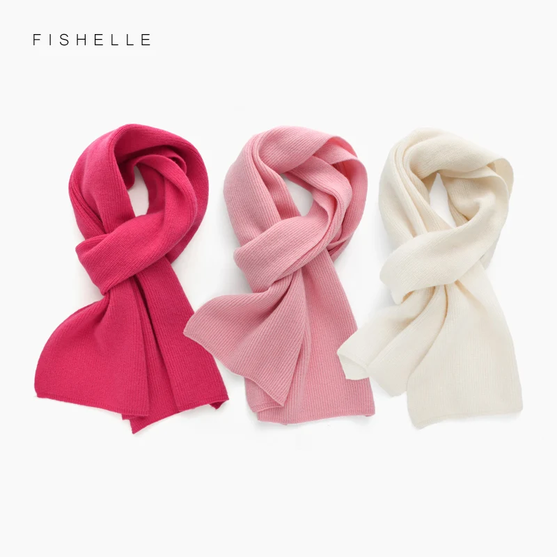 luxury cashmere knitted scarves rose red pink white wool women winter scarf adults warm thick wool scarf kids children