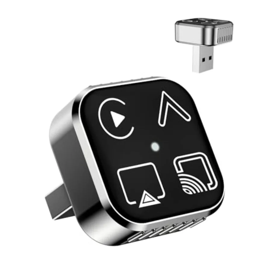 

2026 4-in-1 Mini Wireless CarPlay Android Auto Adapter for Daily Commute: Silver Aluminum Housing Seamless Auto-Connect Plug-an