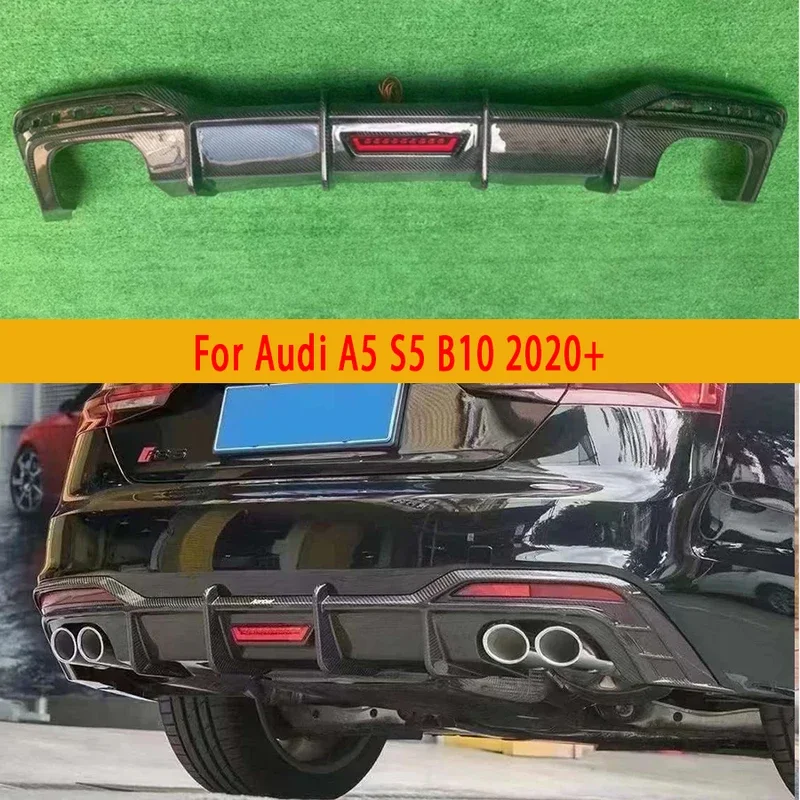 For Audi A5 S5 B10 2020  Carbon Fiber Back lip Car Bumper Diffuser Rear Splitters Spoiler Car Accessories body kit