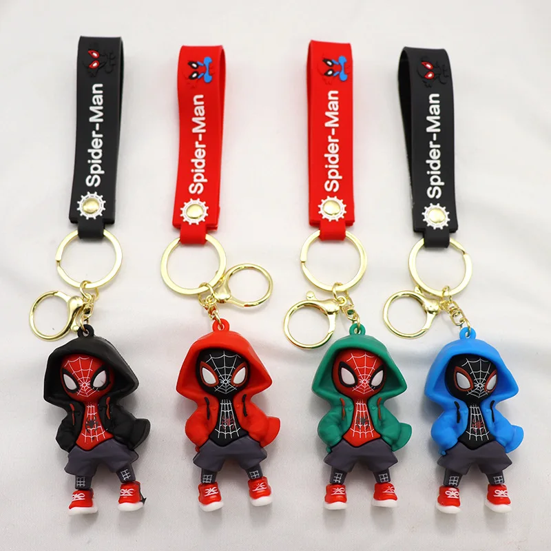 4 Styles Cool Cartoon Spider-man Plush Doll Keychain Ornament Car Bag Key Chain Pendant Small Gift Wholesale