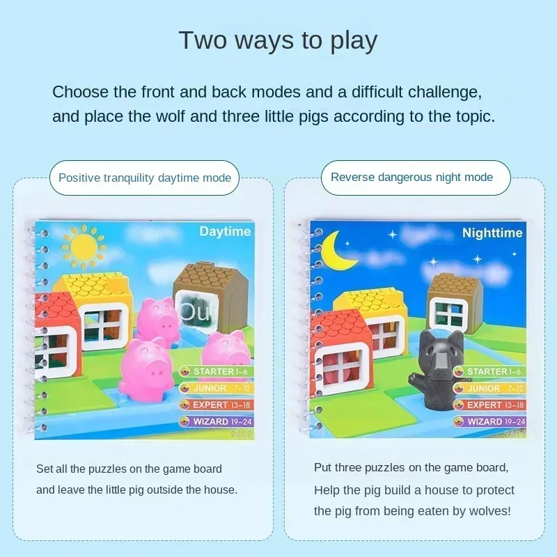 Tre maialini Smart Hide Seek Giochi da tavolo con soluzione Abilità Puzzle Gioco di logica Giocattolo di addestramento per bambini Regalo