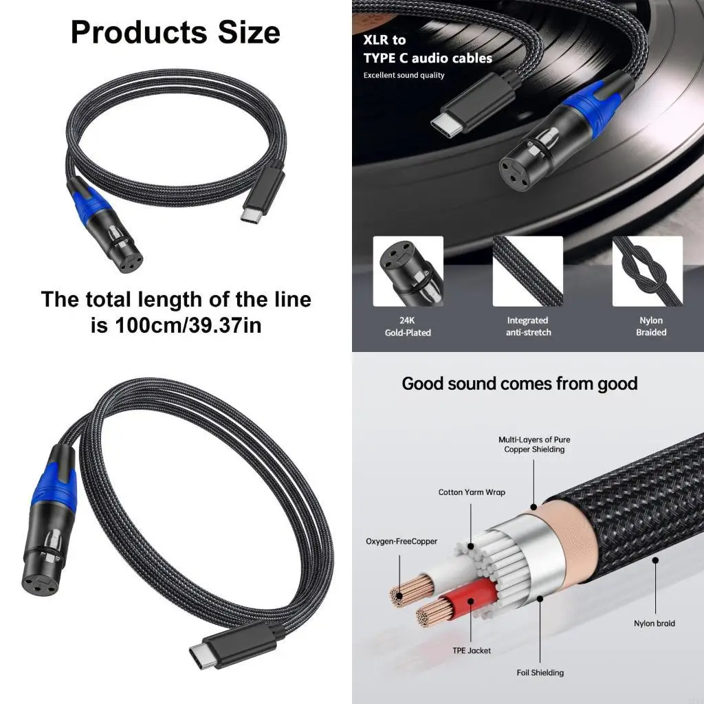 

27ra 1pc Professional Type C Connectors Cable для сбалансированной звуковой записи