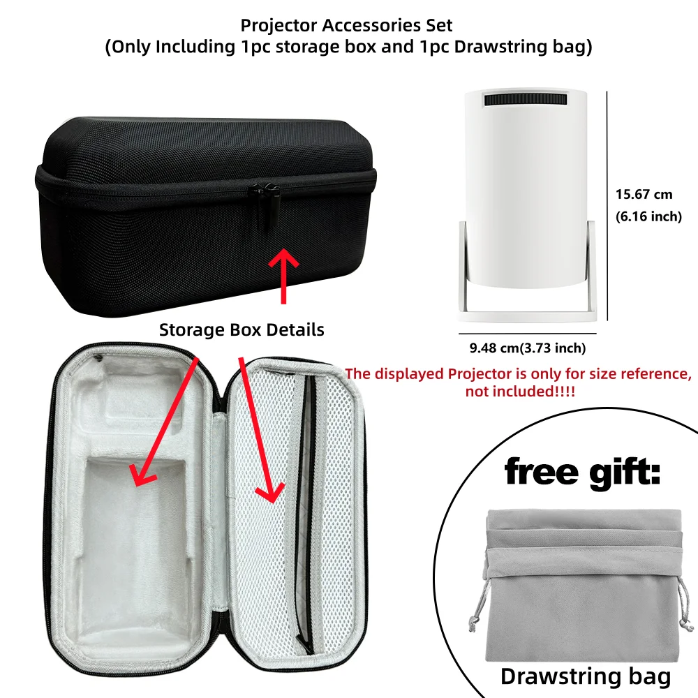 

Защитный чехол с хвостом, коробка для хранения с пылезащитным чехлом, набор для HY300PRO + ручка проектора, жесткая защитная коробка, дорожная сумка