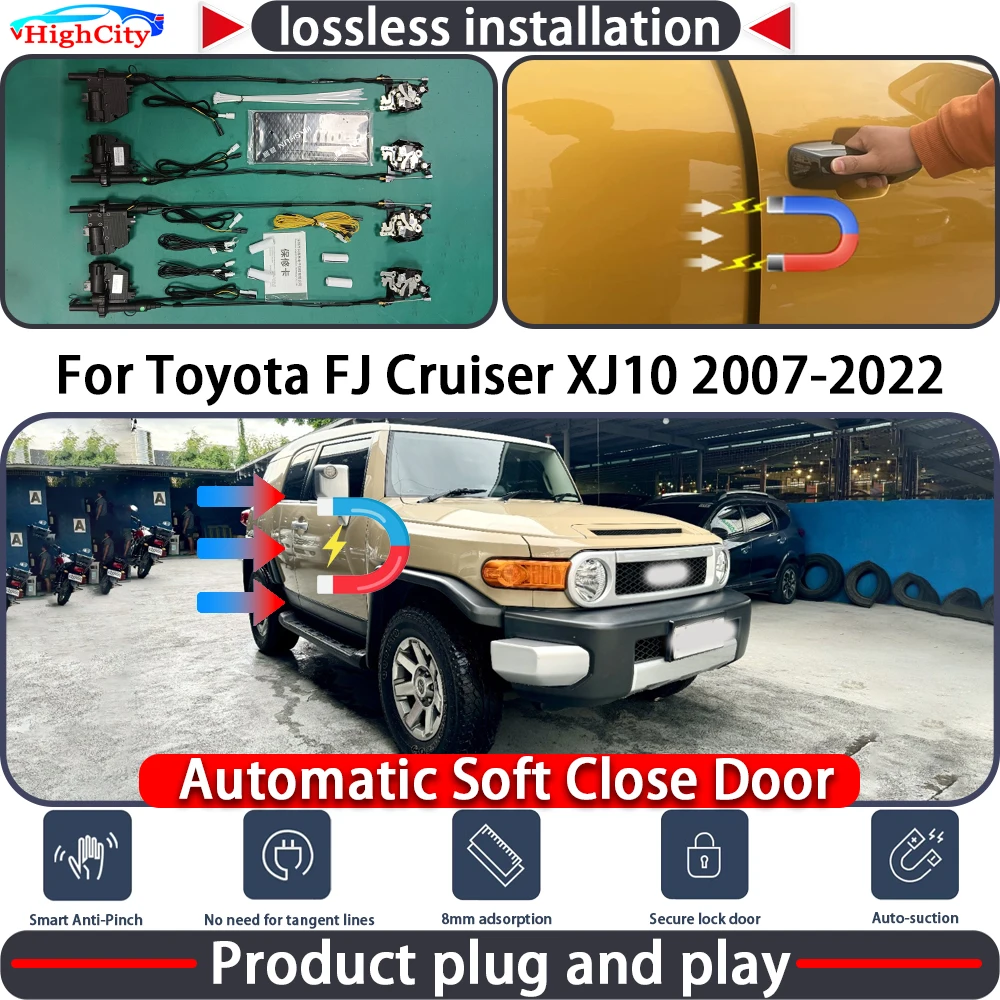 HighCity Closing Door Lock Actuator for Toyota FJ Cruiser XJ10 2007-2022 Soft Close Power Latch System Auto Pull Door Kit