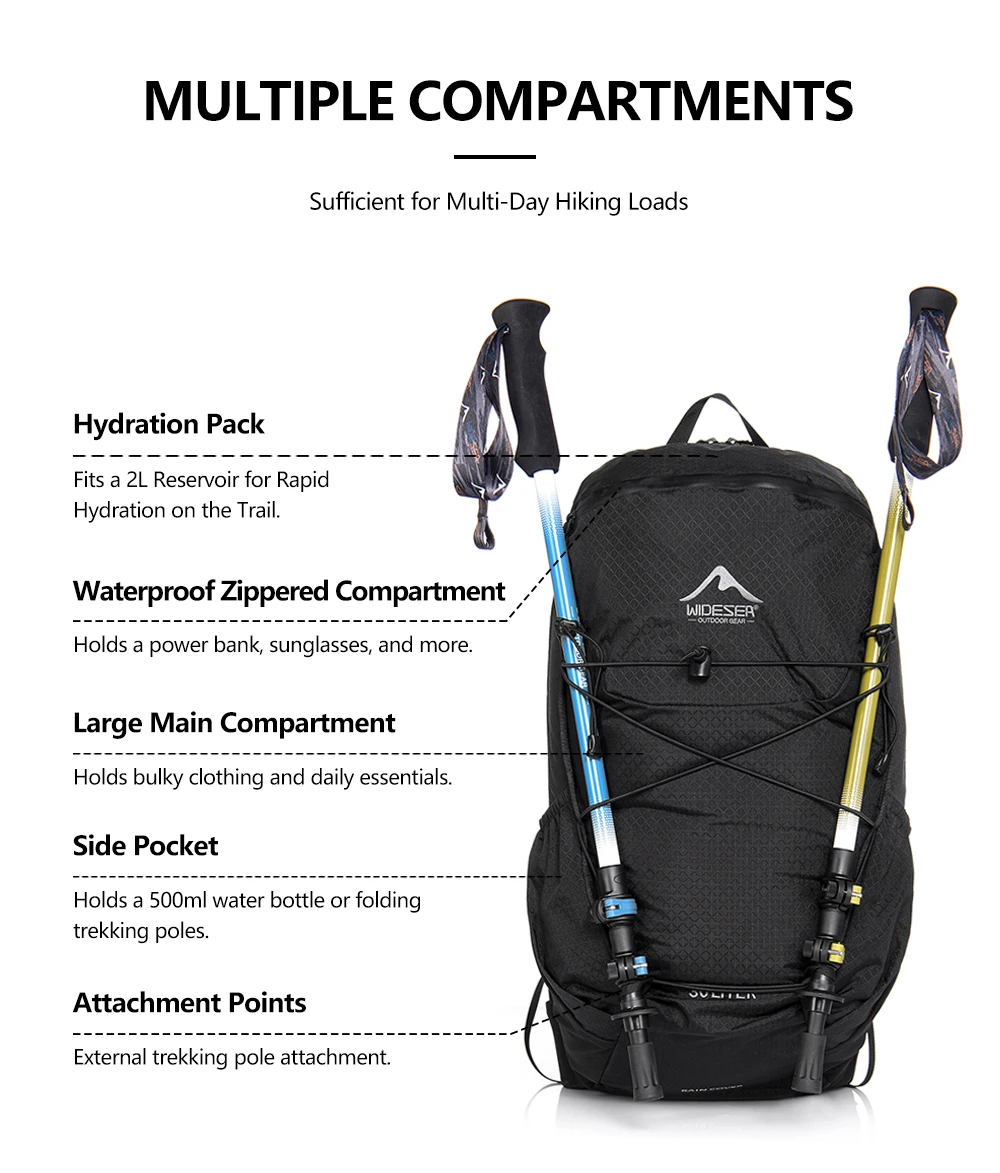 Widesea Camping Klettern Rucksäcke Sport Wasserdichte Umhängetasche Werkzeug Zubehör Reise Rucksack Camping Ausrüstung Liefert – Detail 8