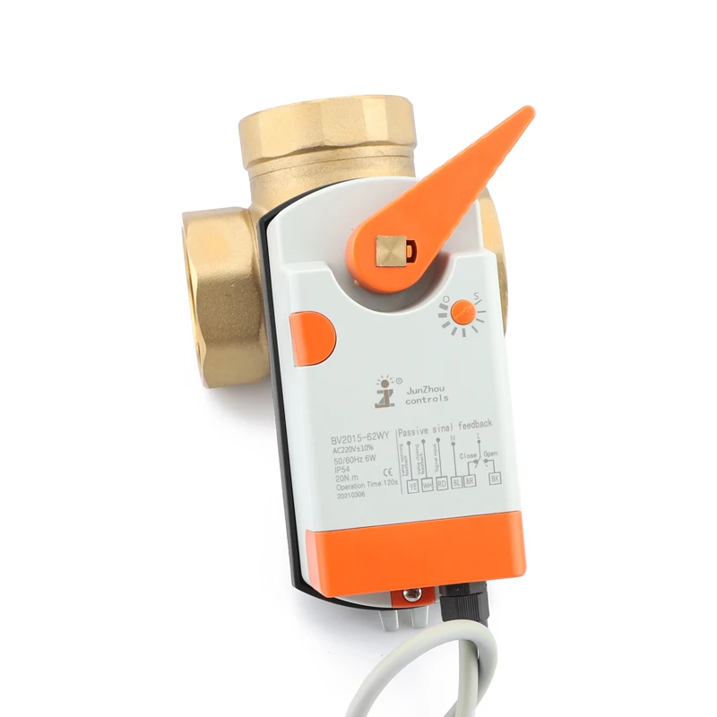 2-Inch DN50 Three-Way Electric Ball Valve Manual Switch Actuator In-Place Passive Signal Feedback Brass Plastic Control Valve