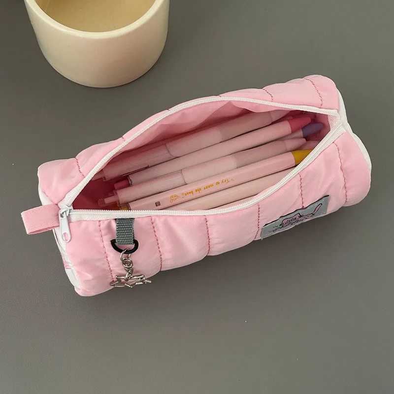 Ins Cute borsa per penna rosa di grande capacità astuccio per matite morbido creativo organizzatore di cancelleria forniture scolastiche Creative