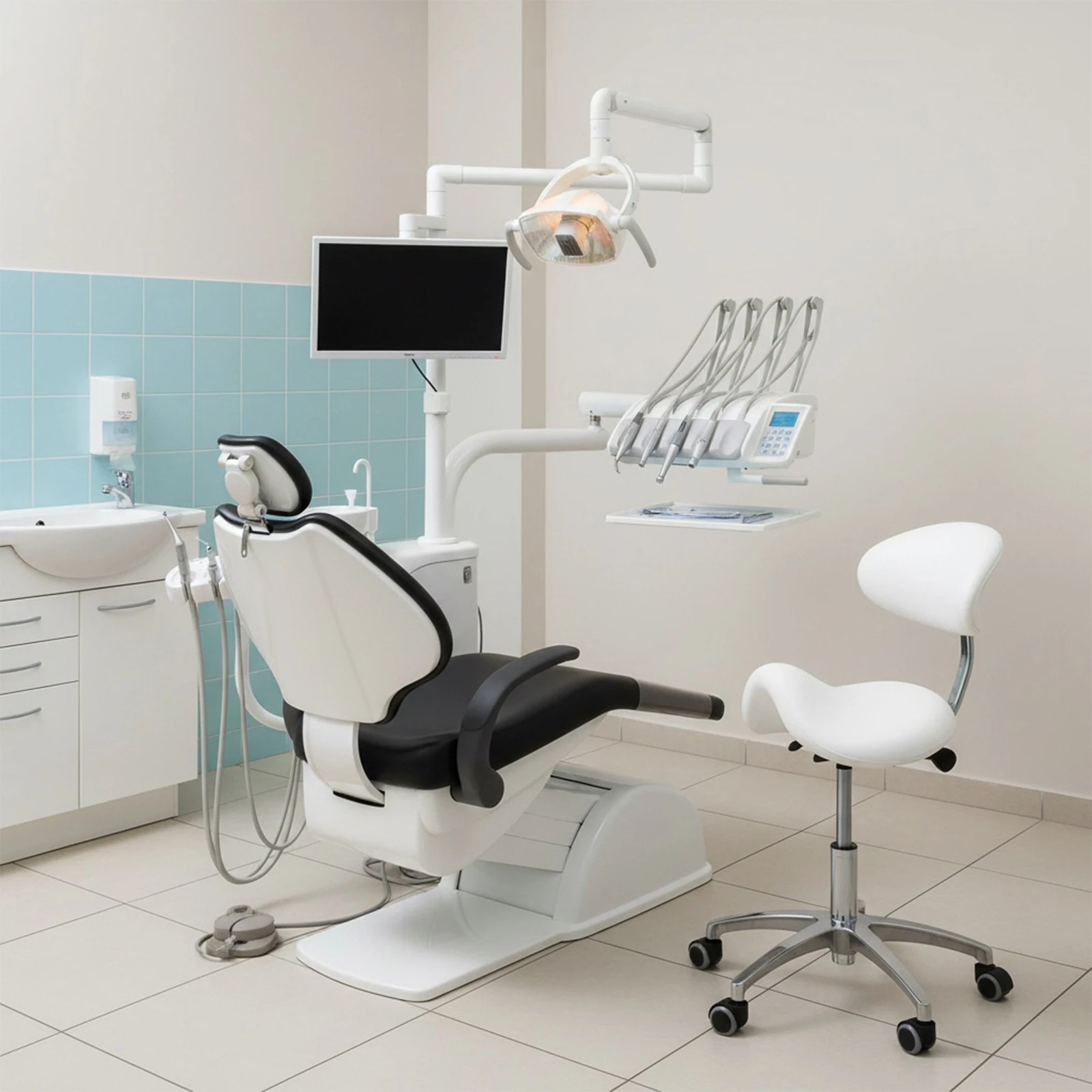 

Saddle Tilting Stool Rolling Chair with Wheels with Back Support 19.93-21.65in Height for Hair Stylist for Dentist Salon Tattoo