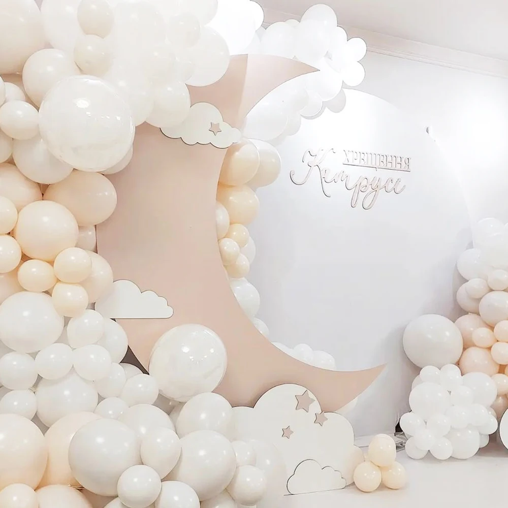 36/60inch Large Moon Backdrop White Apricot Moon Cloud KT Board Birthday Baby Shower Wedding Party Background Decoration Props