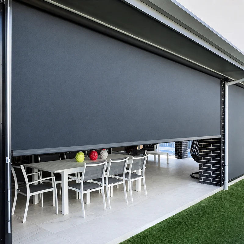 Electric Motorized Roller Blinds Outdoor Waterproof Windproof Zip Track Shade Curtains Patio Balcony Garden Terrace Privacy Scre