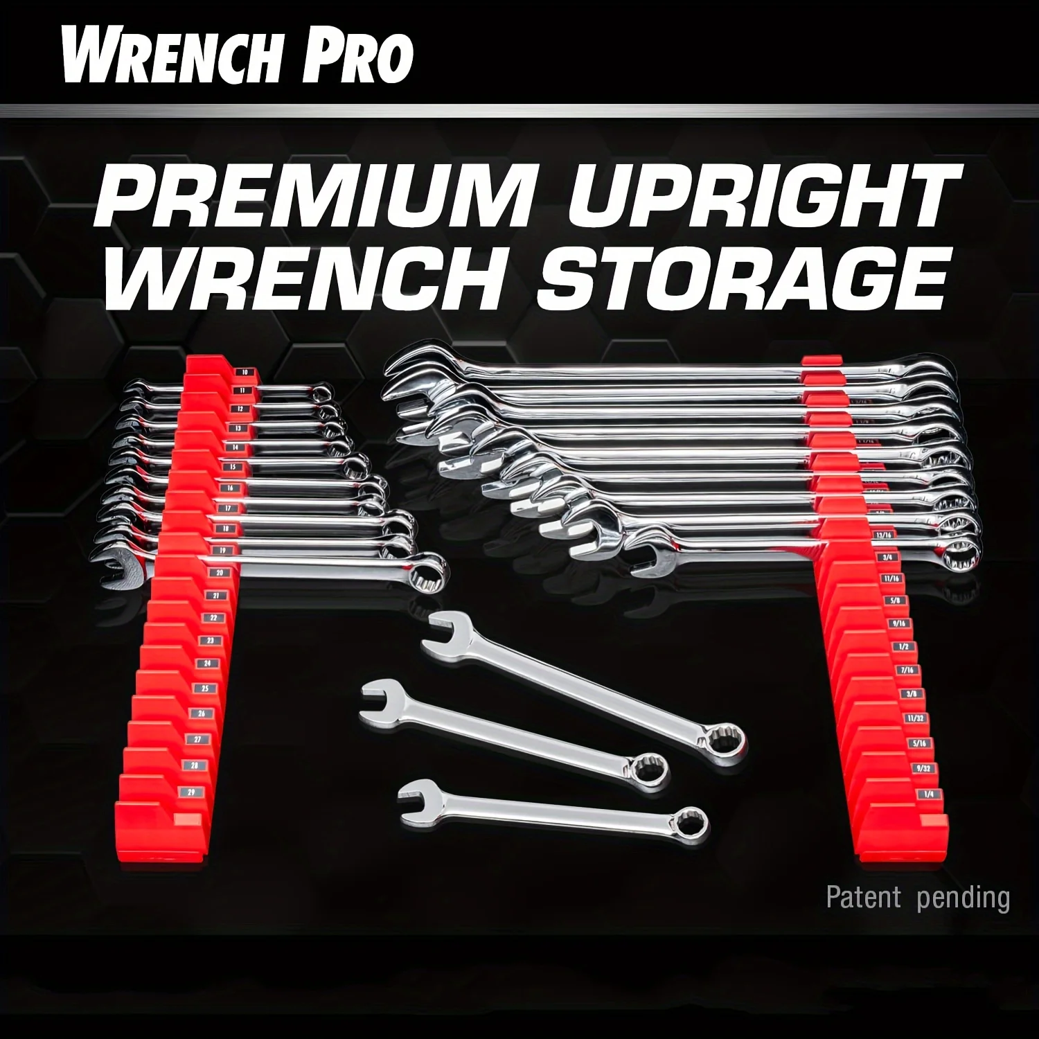 20-Slot Wrench Organizer - Durable Plastic, Box End Design For Easy Storage