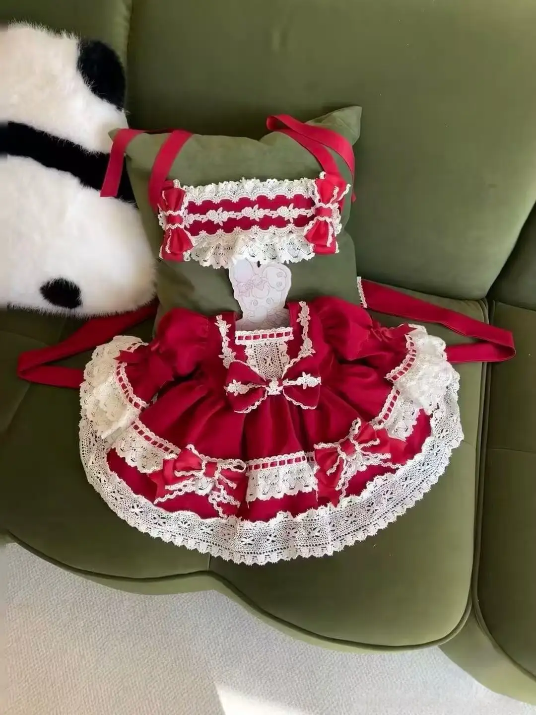 0-12Y Baby Girl Christmas Vintage Red Dress Set for Birthday Photography Holiday B504