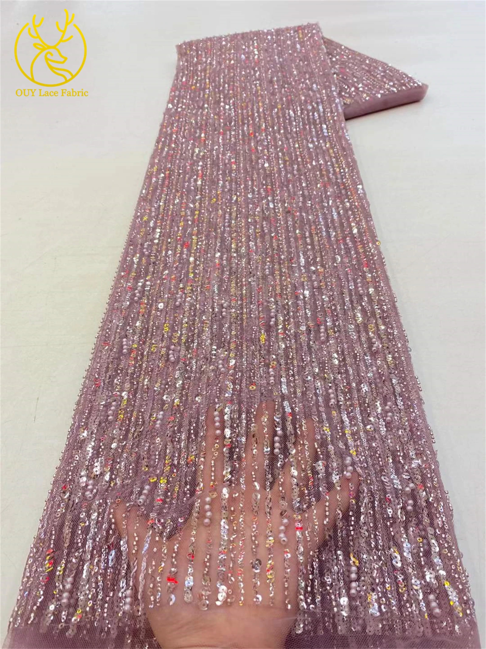 قماش دانتيل ترتر مطرز أفريقي 2025 نيجيريا زي العرائس جودة عالية قماش دانتيل تول فرنسي لفساتين الزفاف 5 ياردات