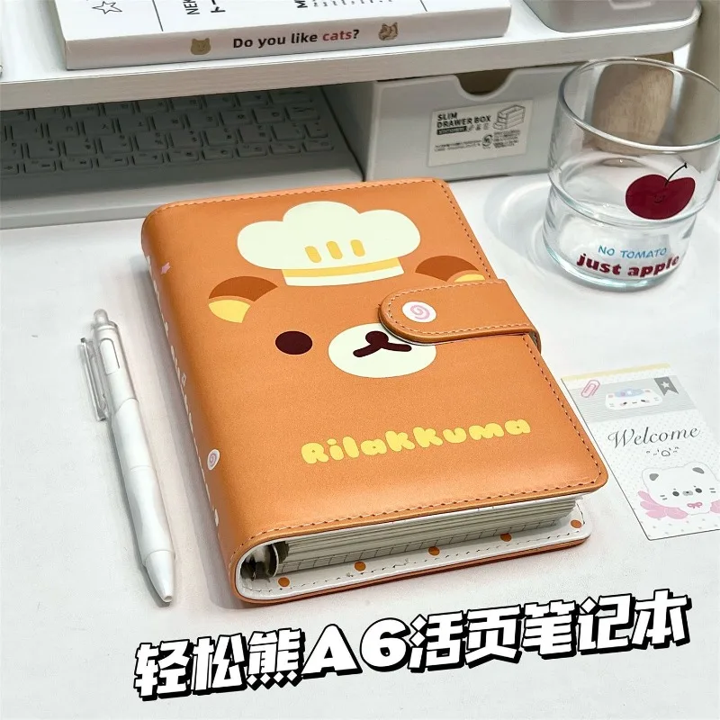 Cute Rilakkuma soft leather magnetic loose-leaf ins high-value notepad notes