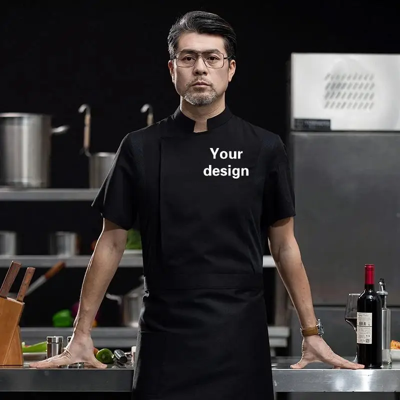 Custom Chef Jacket Uniform Shirt With Logo Personalized Design Pattern DIY Men's Kitchen Short Sleeve Work Clothes Cook Coat