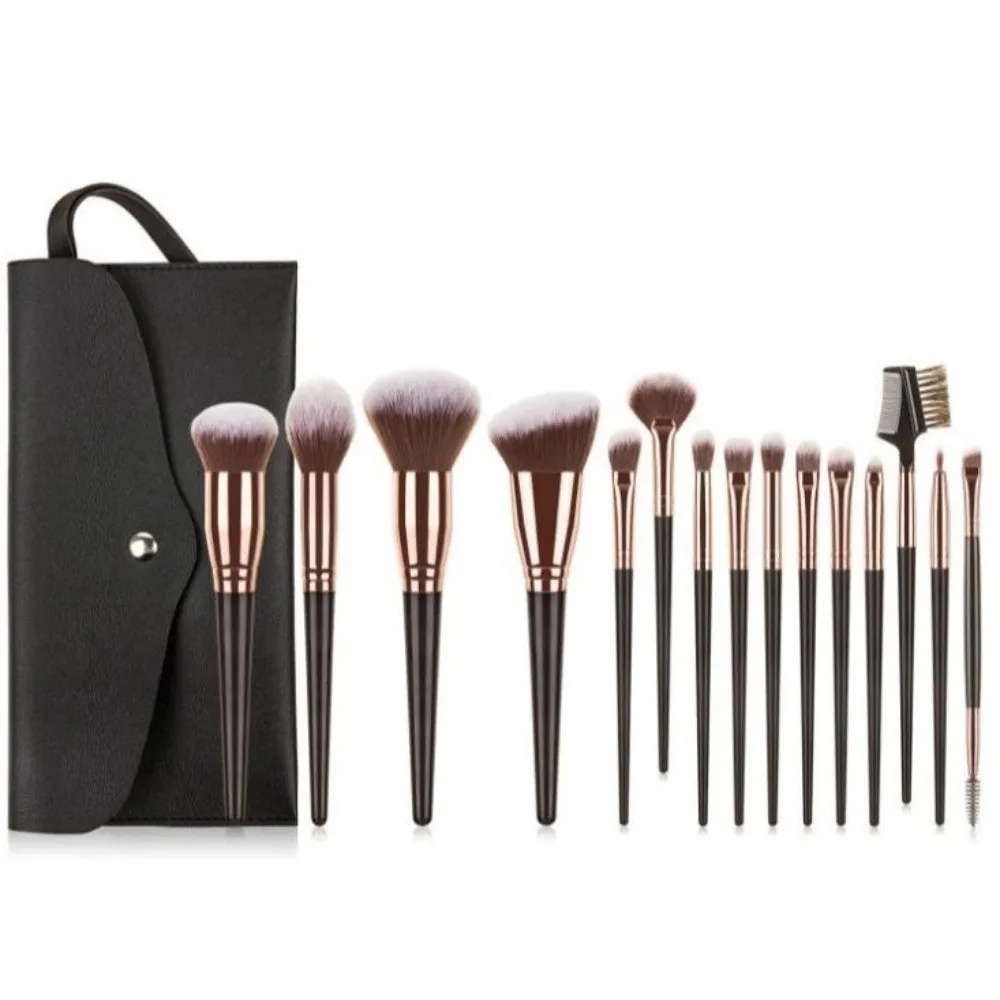 15pcs/set Make Up Tool Makeup Brushes Kit Face Bronzer Contour Eye Shadow Brush Set Cosmetics Beauty Liner Brow Brush Lady