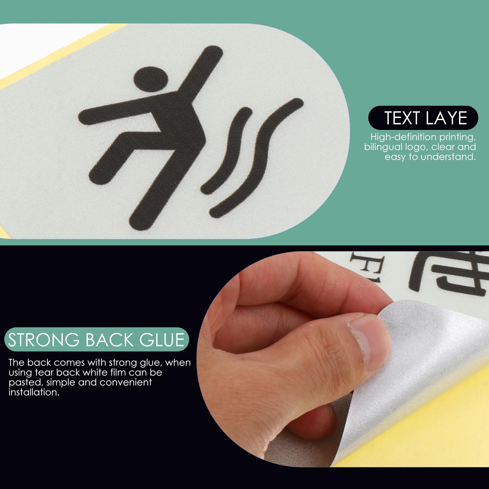 

4Pcs Safety Warning Stickers Silver Wet Floor Signs Bright Adhesive PVC Decals Non-Slip Floor Stickers for Public Areas Caution