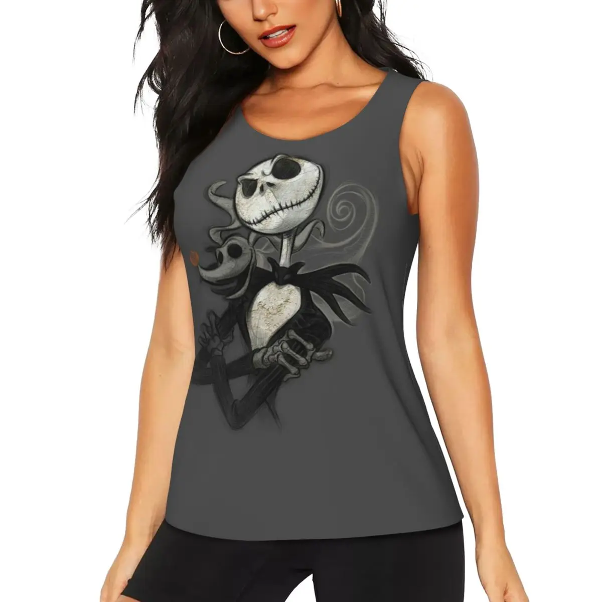 Custom Nightmare Before Christmas Confident Yoga Shirt for Women Athletic Gym Tank Tops