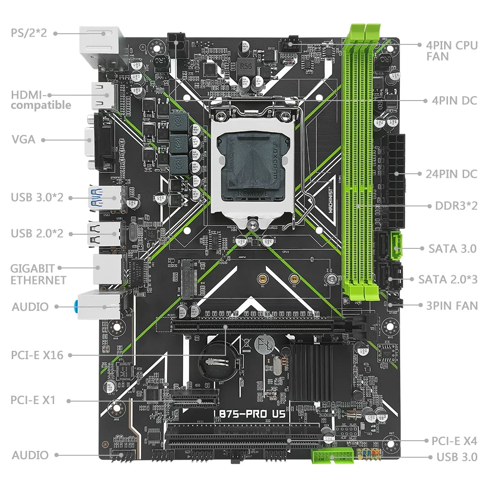 MACHINIST B75 PRO Motherboard LGA 1155 With NGFF M.2 HDMI VGA Interface Support Intel Core i3/i5/i7 CPU DDR3 RAM Desktop Memory