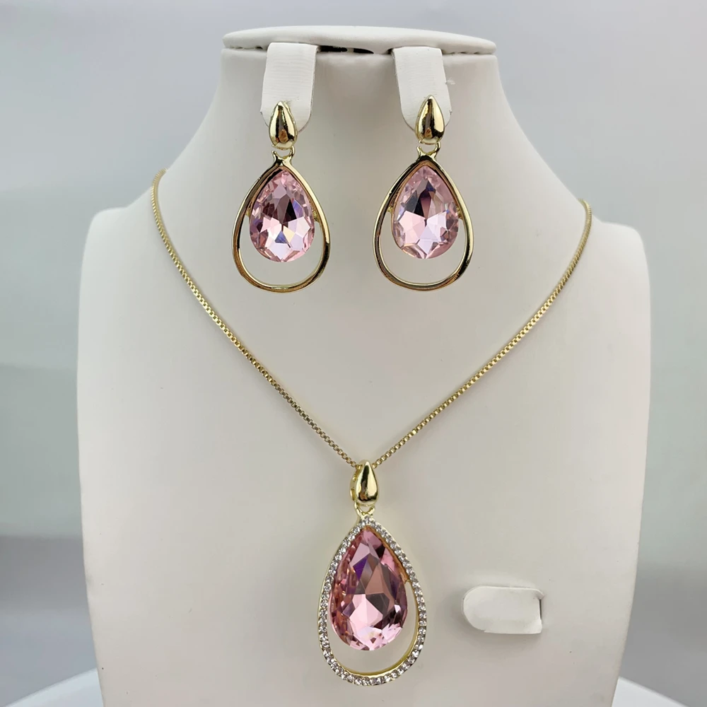 Fashion Classic Jewelry Set For Women Earrings Pendent Romantic Necklace Sets For Wedding Party Anniversary Gift KY25396