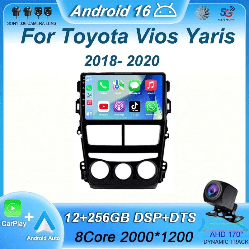

Android 16 Auto Radio For Toyota Vios Yaris 2018 2019 2020 Navigation GPS Car Multimedia Video Player Stereo NO 2din Carplay
