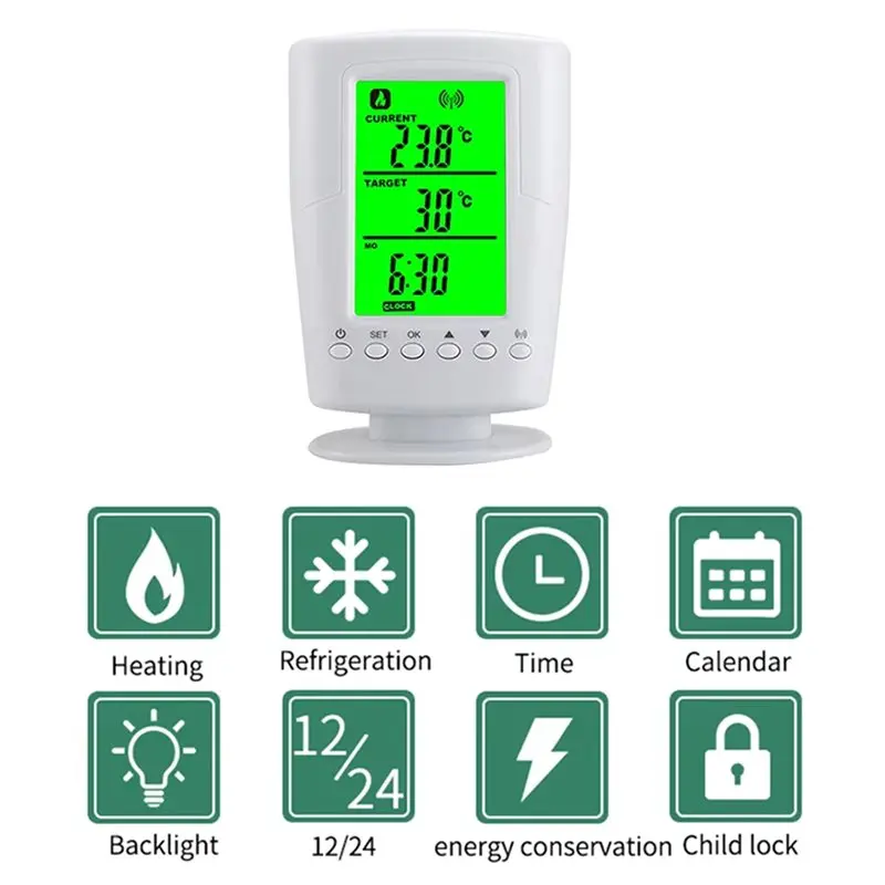 A005-Thermostat Program Wireless Heating Cooling Temperature Control Socket TS-2000 0-60℃ LCD Display Thermoregulator B UK Plug