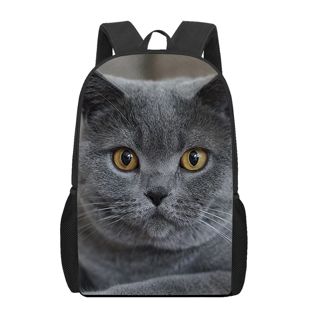 British shorthair cat Escola Sacos Para Meninas Meninos Imprimir Crianças Mochilas Mulheres Mochila Estudantes Book Bag Crianças Shoulder Bag