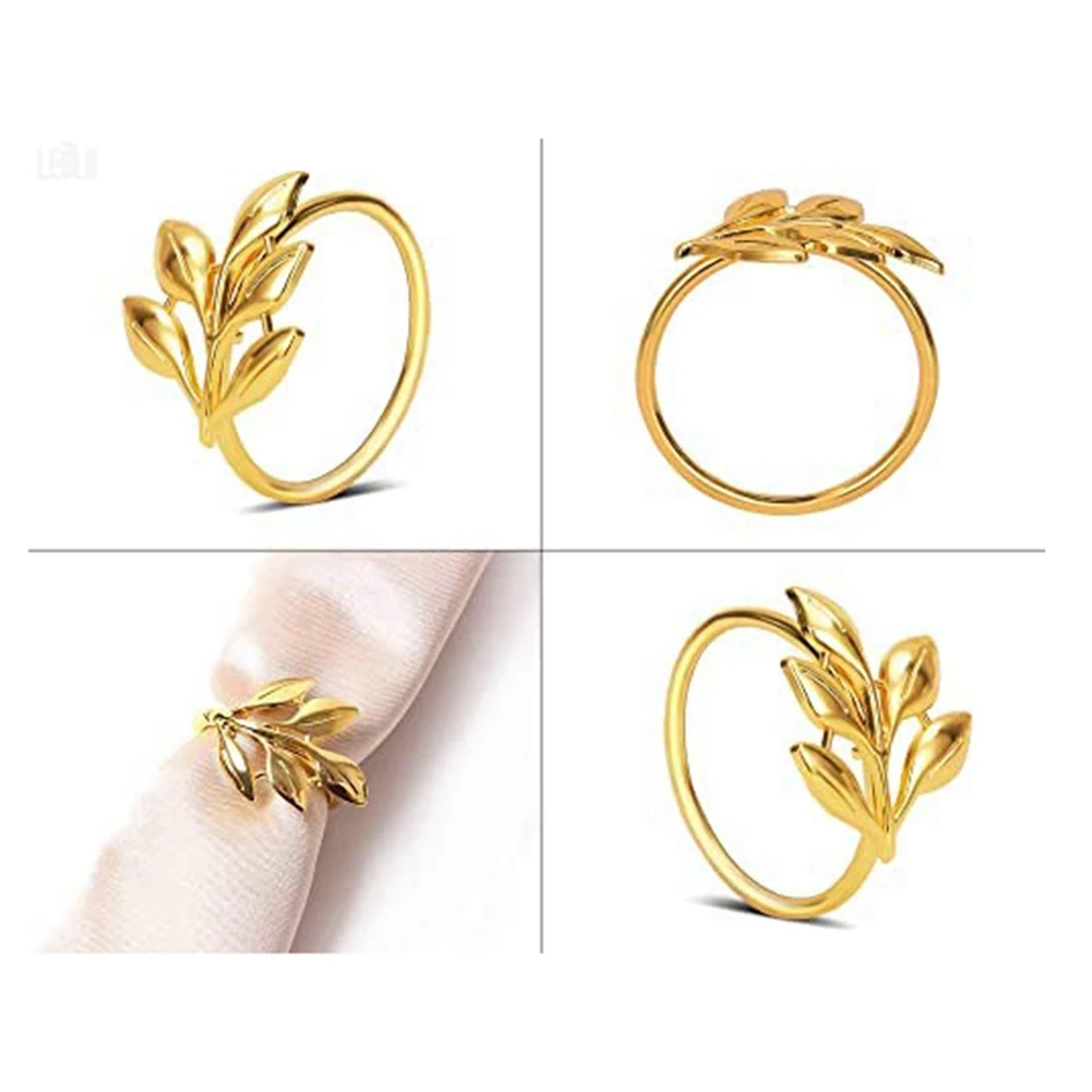 20 anillos para servilletas de hojas de plata, servilletero plateado para servilletas de mesa