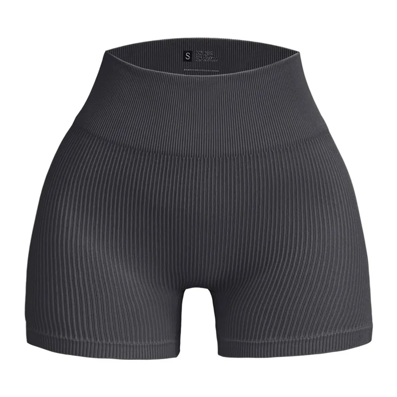Women's Ribbed Knited Shorts Seamless Yoga Shorts Stretchy High Waist Shorts Sexy Hip Liftting Cycling Running Three Point Pants
