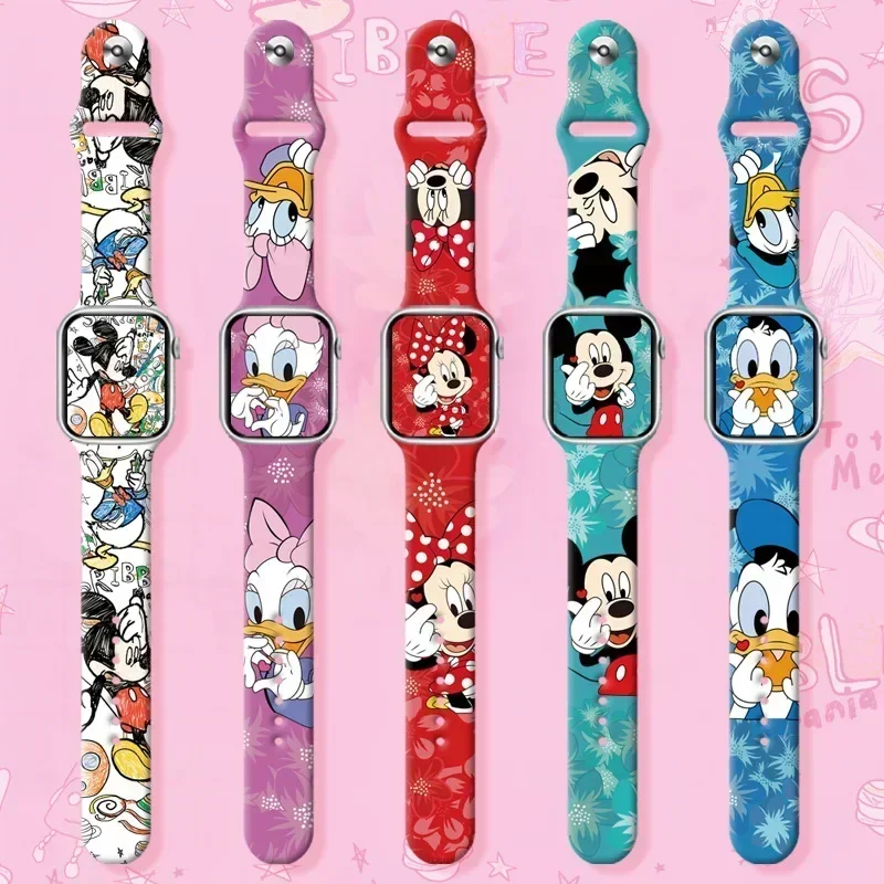 Disney Mickey Mouse for Apple Watch Ultra S8 Apple Replacement Strap 38 40 41 42 44 45 49 MM Anime Silicone Couple Watch Case