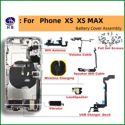 Housing For iPhone XS XSMAX  Assembly battery Back Cover, Middle Case, SIM Card Tray, Side Key, Soft Case Cable Installation xr