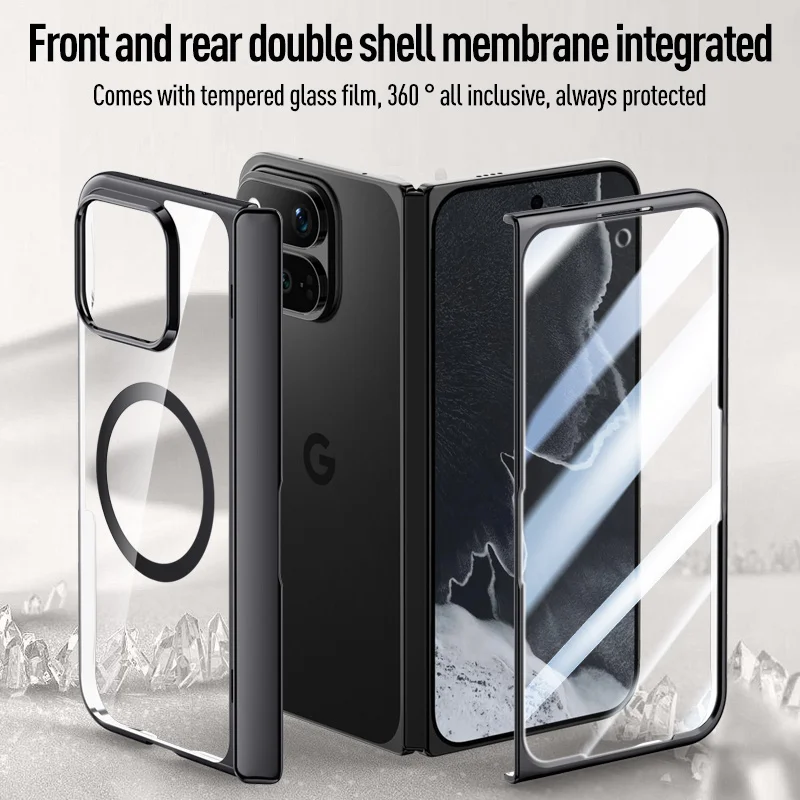 For Google Pixel Fold 11Pro Screen Protect Film Hyaline Case Middle Hinge Magnetic For Magsafe Wireless Charging ShockproofCover