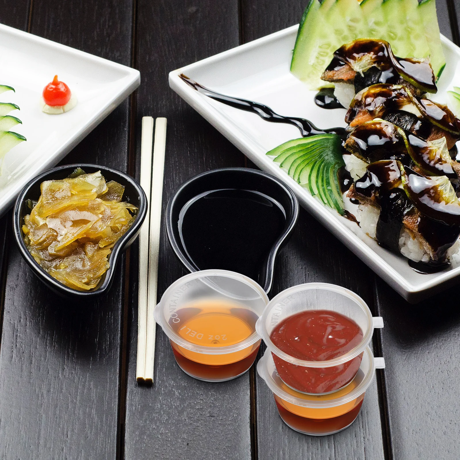 

100Pcs 2 Oz Condiment Containers with Lids Portable Durable for Parties Family Dinners Condiment Containers with Lids