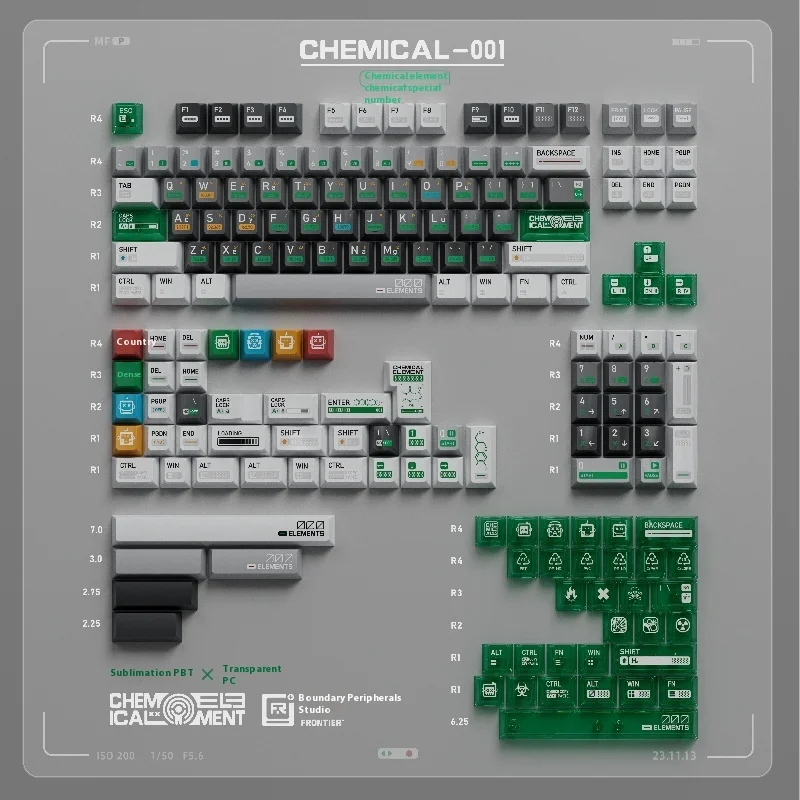 

In Stock Boundary Peripheral Chemical 001 Keycap Original Pbt Transparent Pc Original Height Thermal Dye Sublimation Keycap